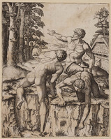 KG 00004
<br/>
Drie mannen bij rivieroever (Slag bij Cascina)
<br/>
<em>Raimondi, Marcantonio (ca. 1480-1527/34)</em>